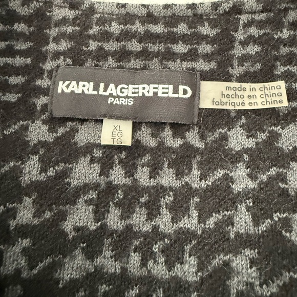 Karl Lagerfeld Women's Houndstooth Blazer - Black and Gray - Picture 2 of 15
